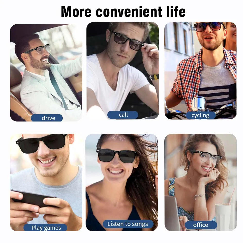 SENBONO Smart Glasses Open Ear Music Hands-Free Calling Stereo Sound Wearable Headsets Smart Sports Anti-Blue Light