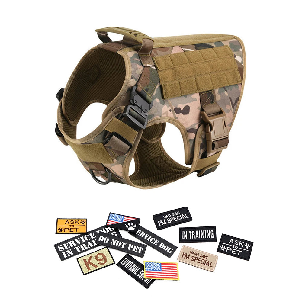 Tactical Dog Harness Set with Leash and Patches for Training