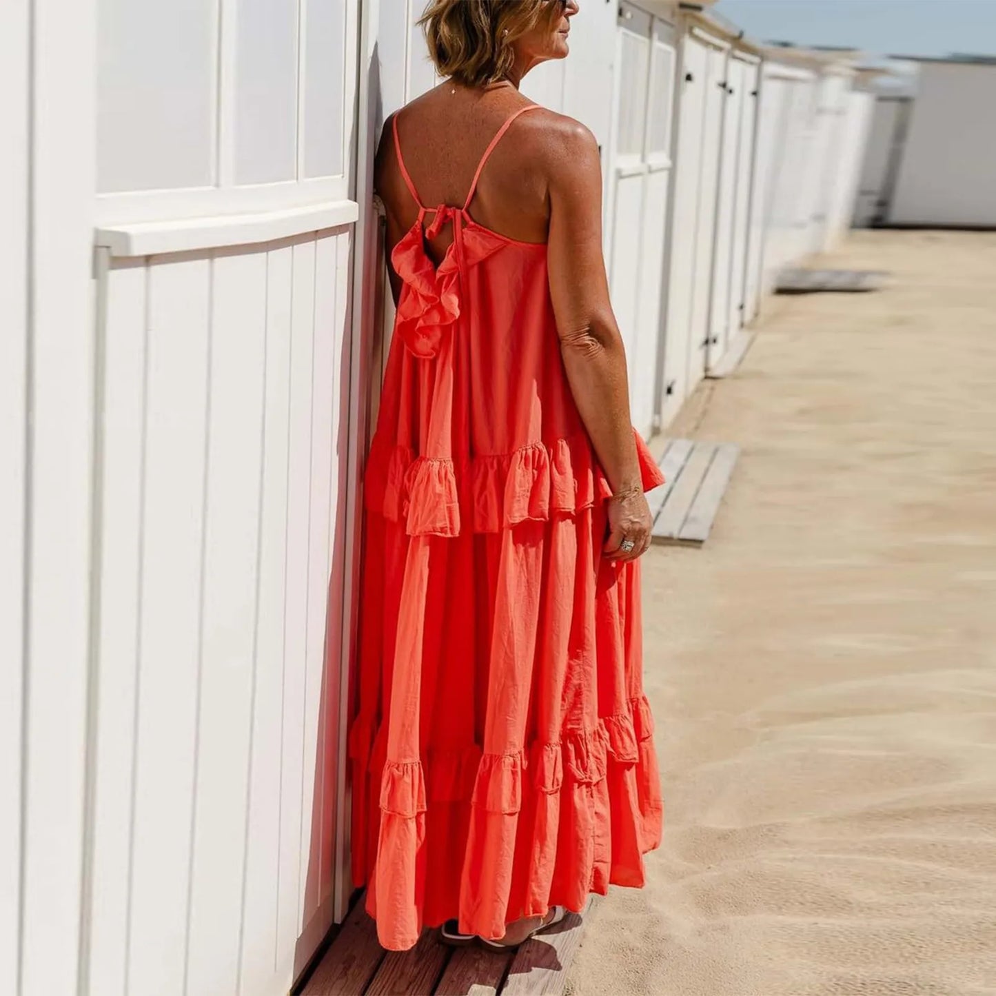 Women Backless Swing Dress for Casual Beach Days