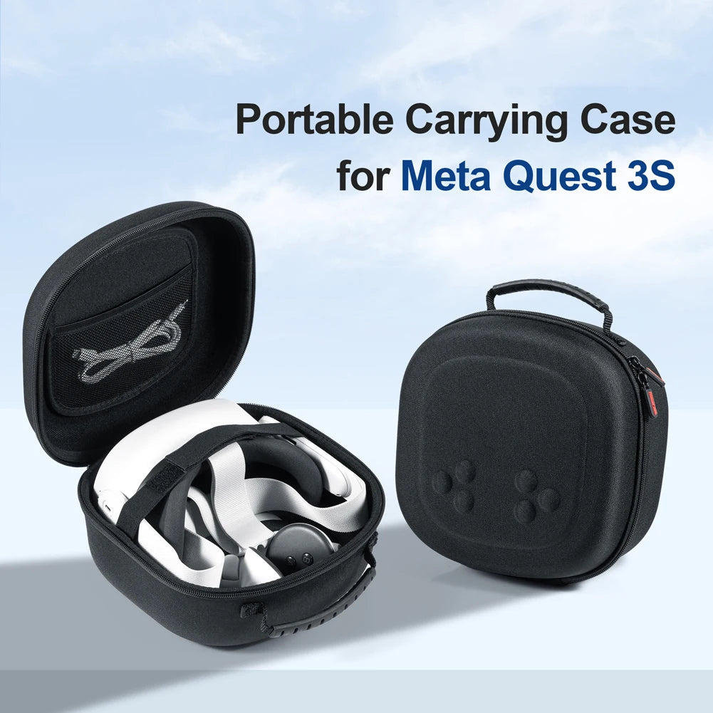 Handles Carrying Case Large Capacity Storage Bag Compatible with Meta Quest 3S VR Headset and Touch Controller Accessories Case