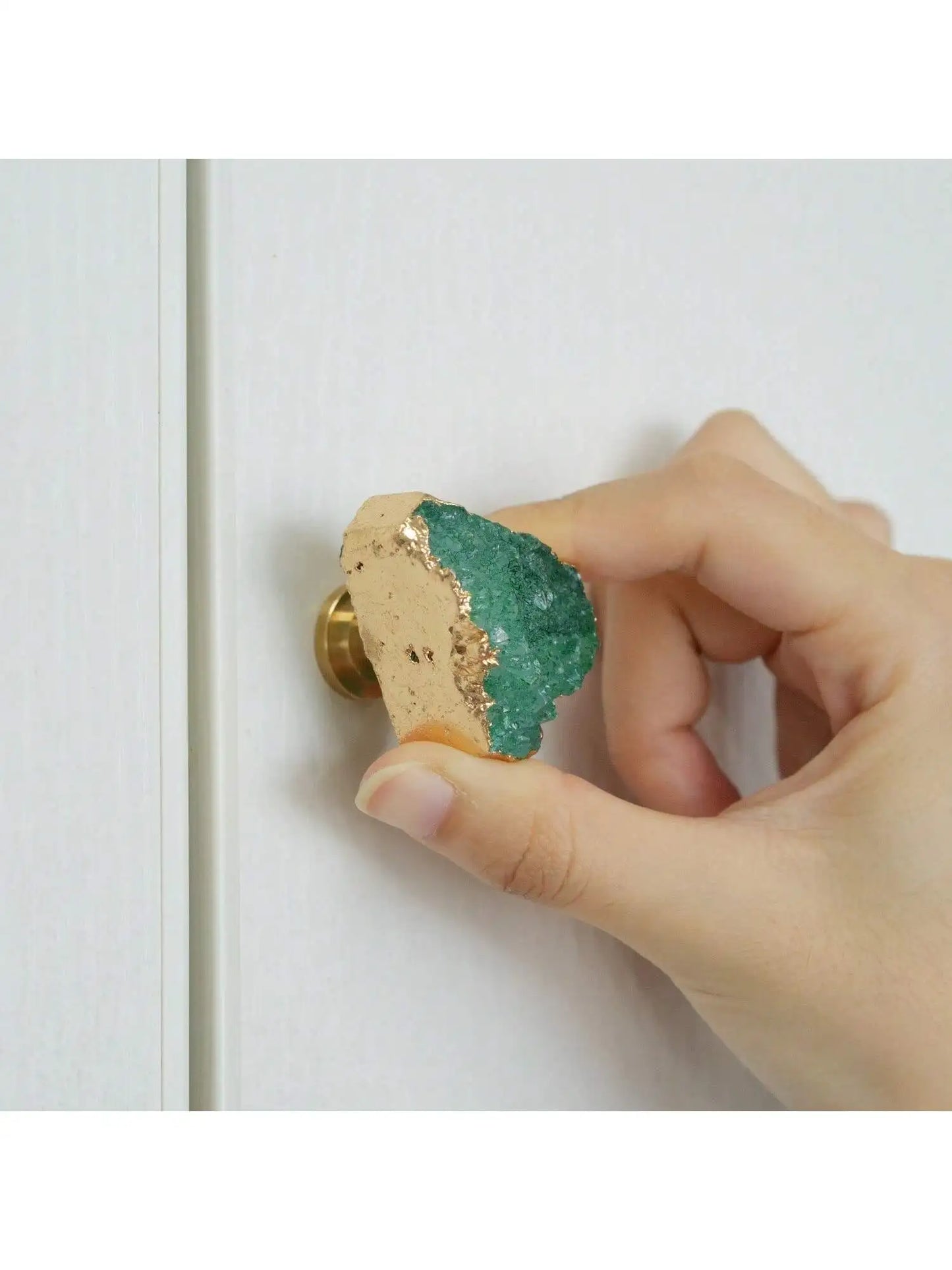Green Fluorite Stone Knobs Decorative Cabinet Handles Set of Four