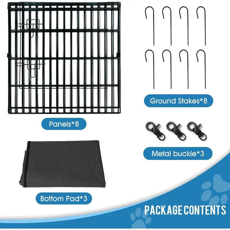 Dog Pen Pet Playpen Dog Fence Indoor Foldable Metal Wire