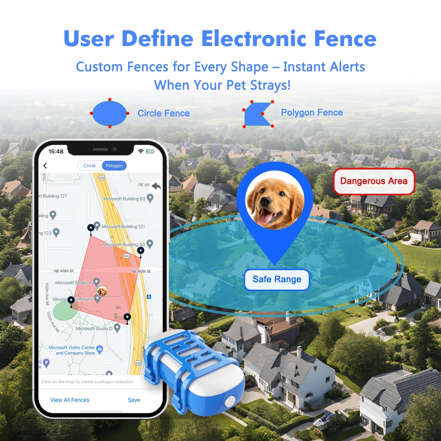 4G GPS Pet Tracker with App Live Tracking and Alerts