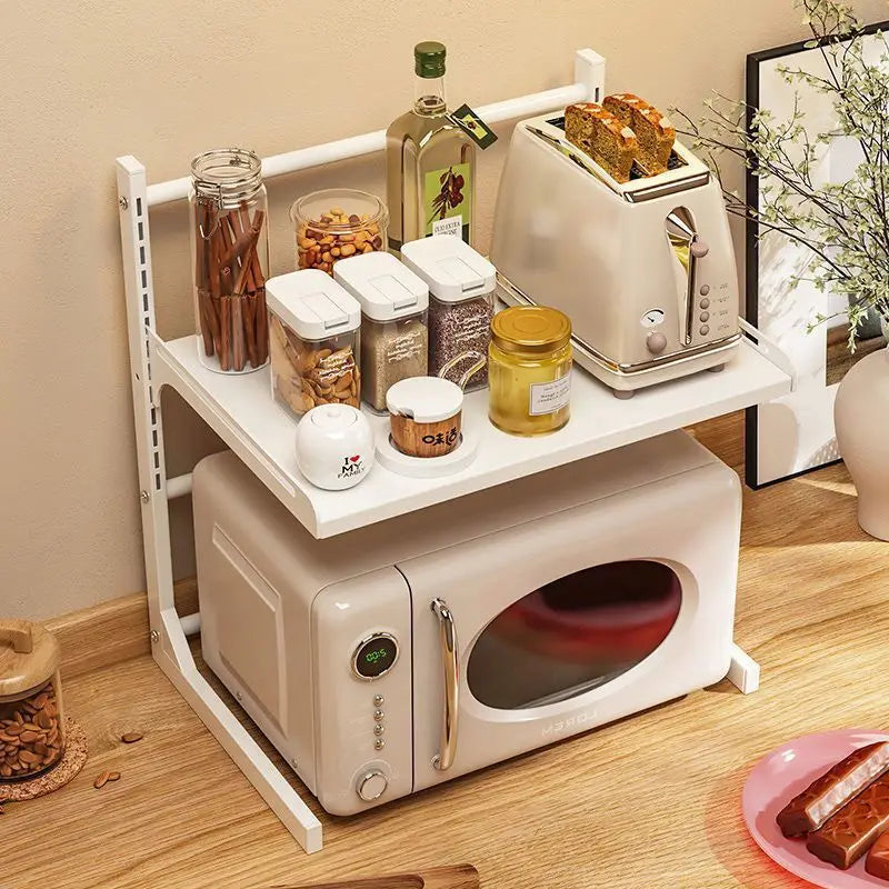 Retractable Microwave Oven Storage Rack for Organized Kitchen