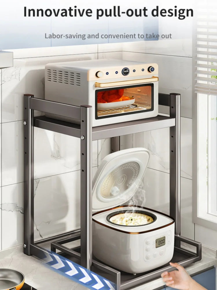Kitchen Multifunction Microwave Storage Shelf And Cooker Stand