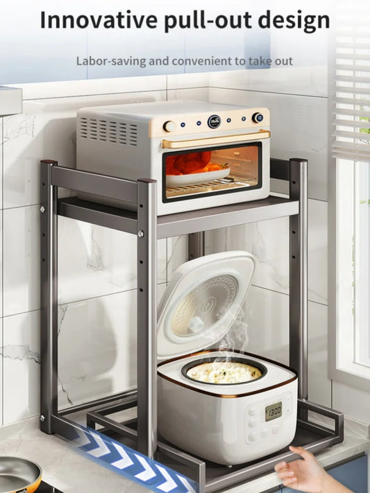 Kitchen Multifunction Microwave Storage Shelf And Cooker Stand