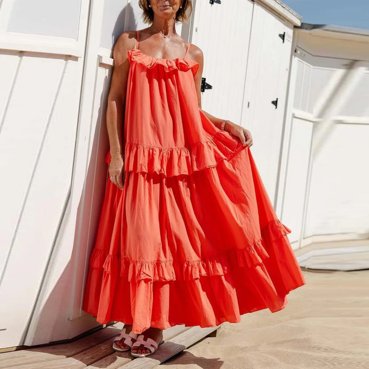 Women Backless Swing Dress for Casual Beach Days
