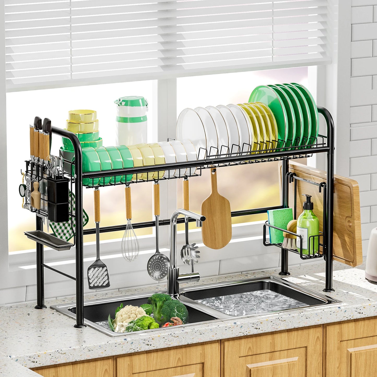 2 Tier Over The Sink Dish Drying Rack For Kitchen