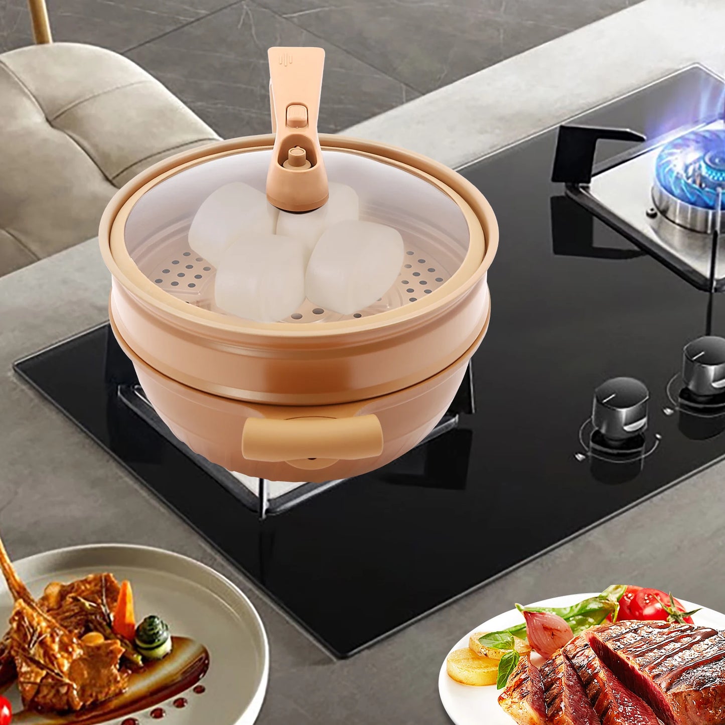 Multifunctional Micro Pressure Cooker With Steamer Basket for Cooking