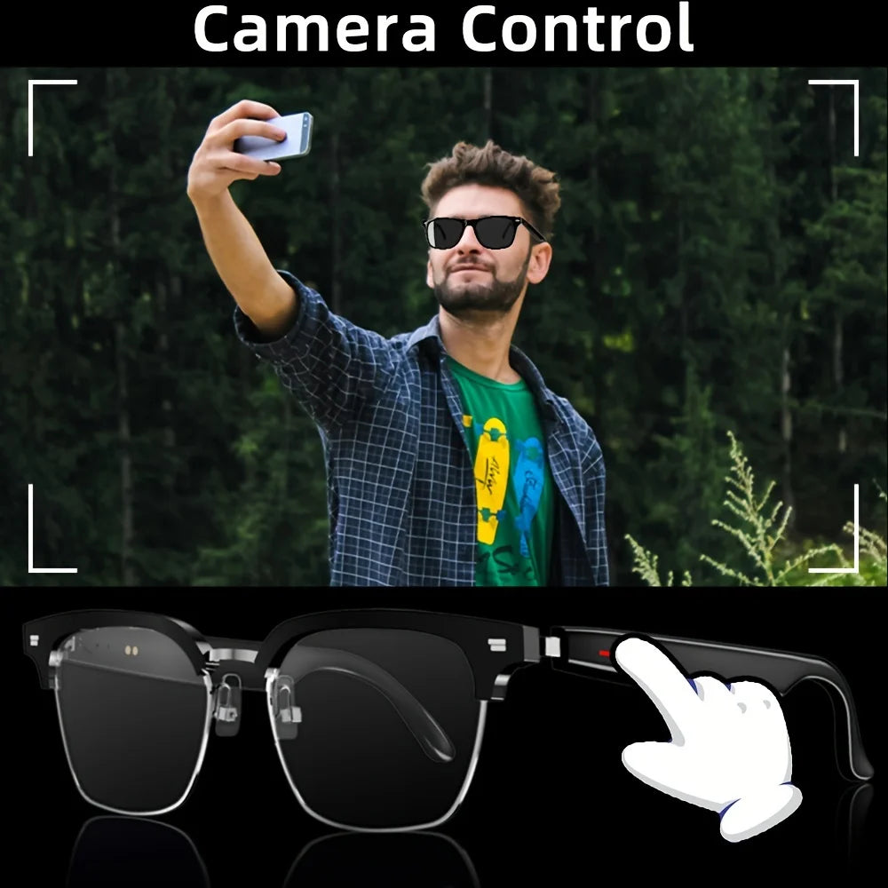 SENBONO Fashion Men's Smart Glasses With Sunglasses Open Ear Headsets Waterproof Hands-Free Calling Sunglasses For Men Womem