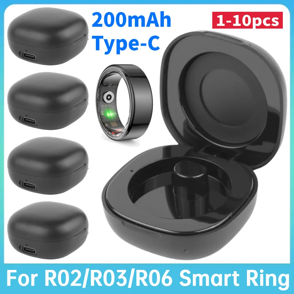 1-10pcs for R02/R03/R06 Smart Ring Wireless Charging Case 200mAh Type-C Portable Wireless Charger Case Cradle Dock Station