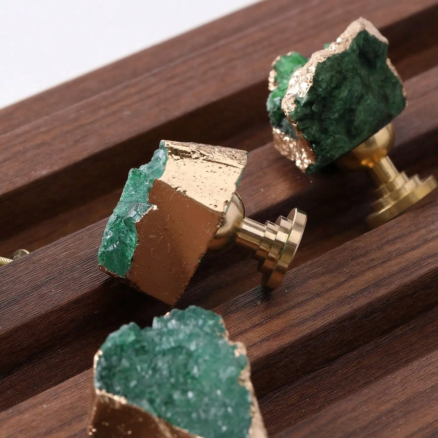 Green Fluorite Stone Knobs Decorative Cabinet Handles Set of Four