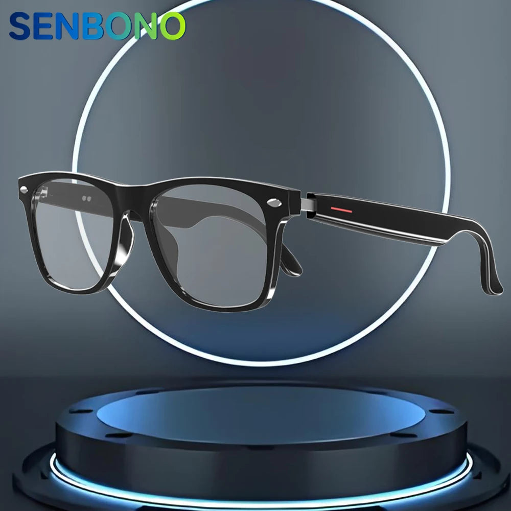 SENBONO Smart Glasses Open Ear Music Hands-Free Calling Stereo Sound Wearable Headsets Smart Sports Anti-Blue Light