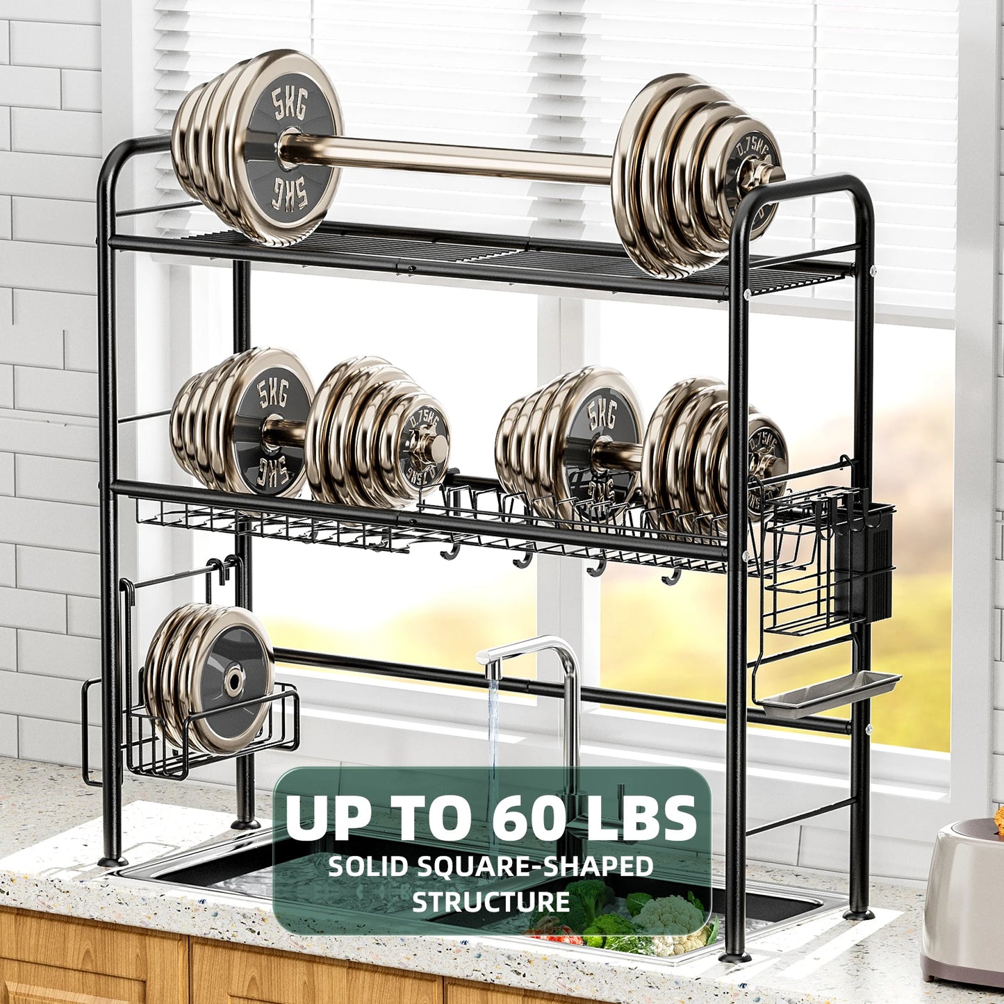 2 Tier Over The Sink Dish Drying Rack For Kitchen