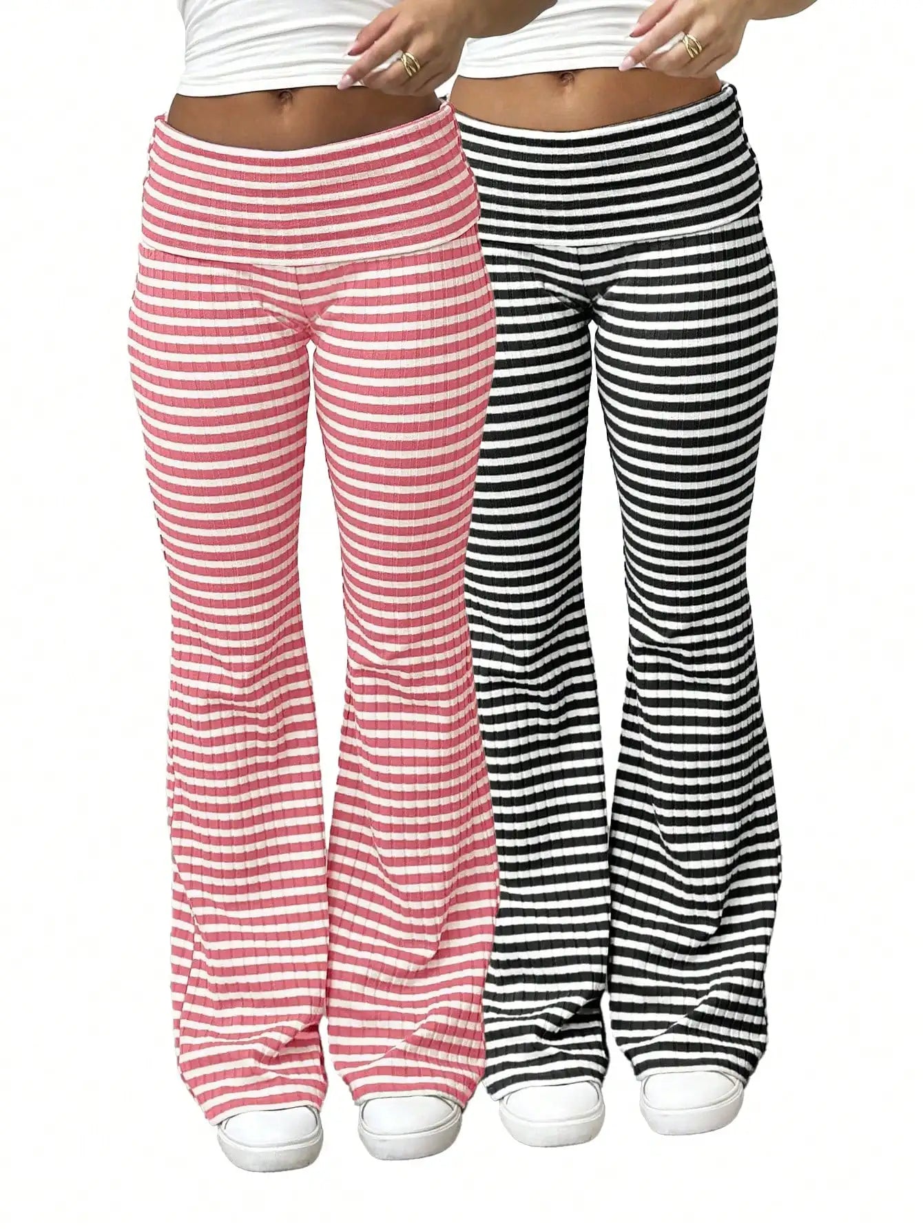 High-Waisted Flared Pants for Sporty Casual Style