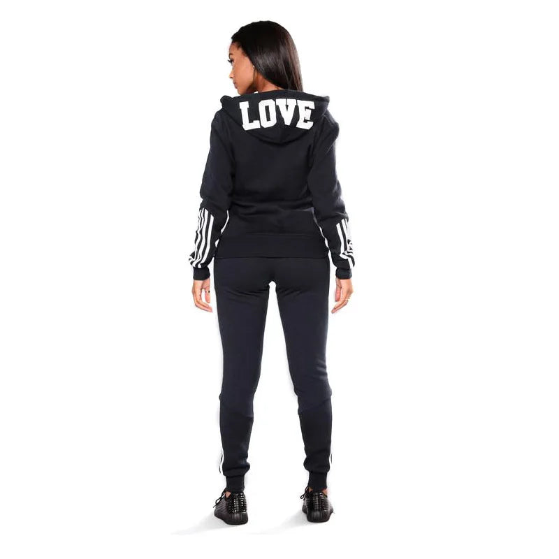 Women's Sporty Zip Hoodie and Jogger Set for Casual Wear