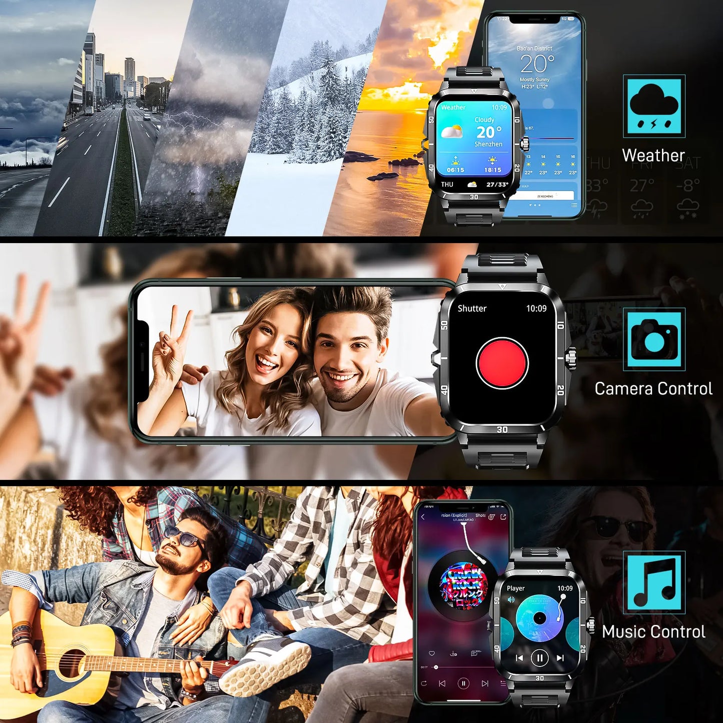 EIGIIS Military Smart Watch with Sports Tracking and Bluetooth Call