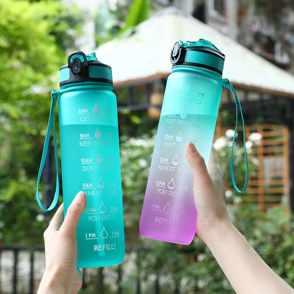 1000ml Sports Water Bottle Leakproof Plastic Frosted Cup