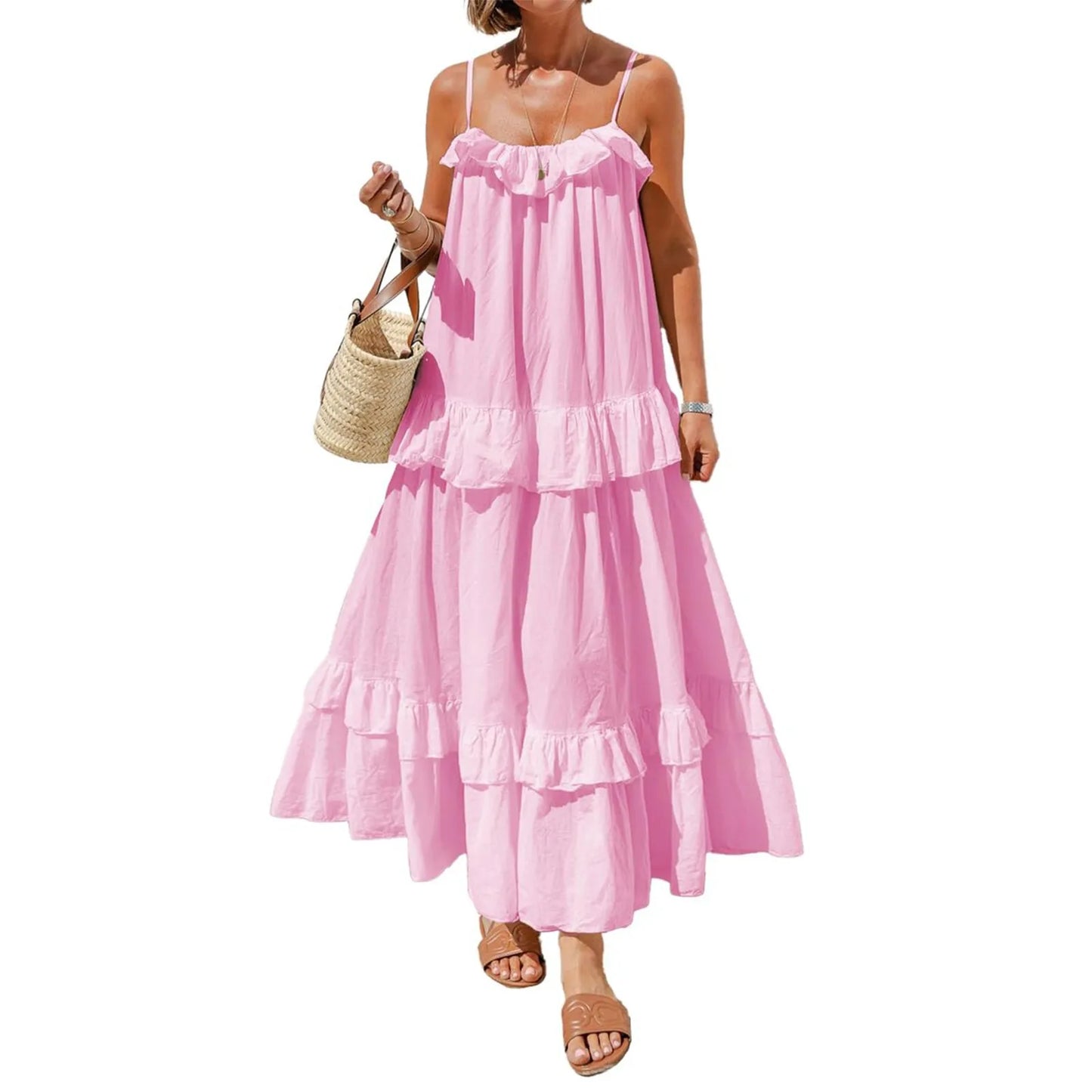 Women Backless Swing Dress for Casual Beach Days
