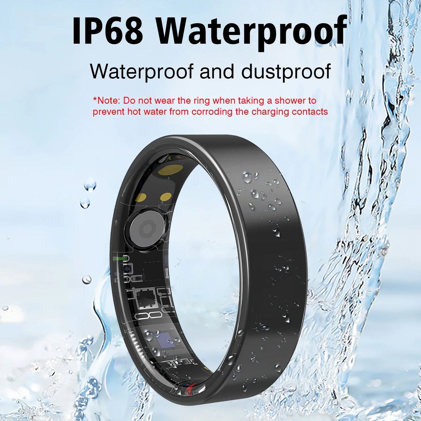 Smart Ring Touch Screen Stainless Steel Multi-Sport Mode Sleep Tracking Calories Long Battery Life