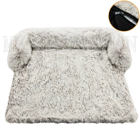 Large Dog Bed Sofa Fluffy Dogs Pet House Sofa Mat Long Plush Warm Kennel Pet Cat Puppy Cushion Washable Blanket Sofa Cover Puppy