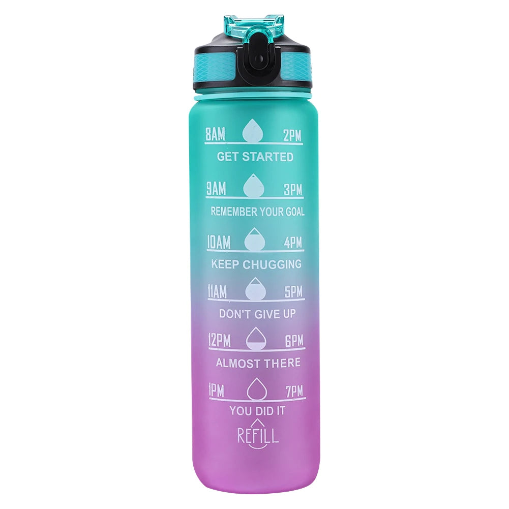 1000ml Sports Water Bottle Leakproof Plastic Frosted Cup