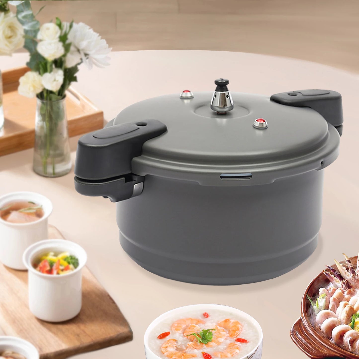 Lightweight Pressure Cooker with Spring Valve Safeguard System
