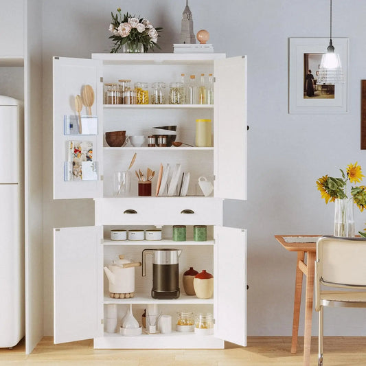 Stylish Freestanding Kitchen Pantry Storage Cabinet with Barn Doors