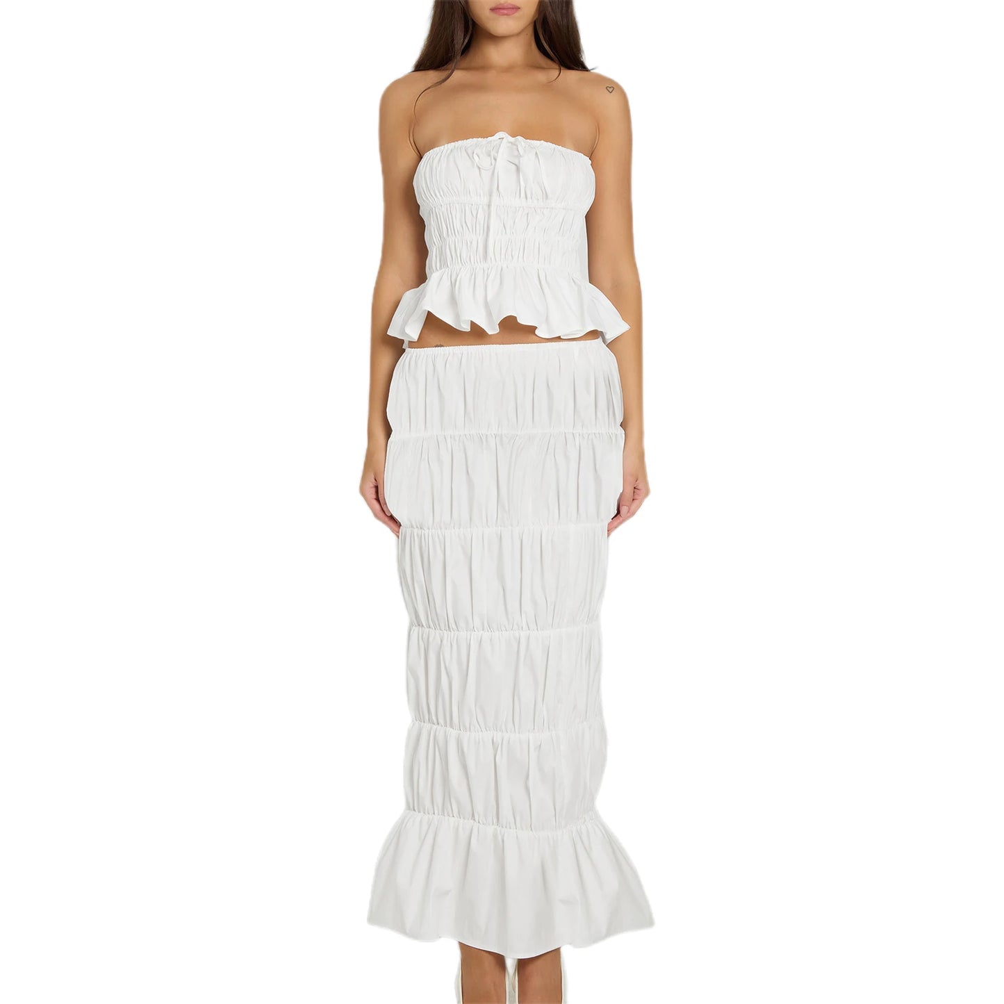 Elegant Off-Shoulder Crop Top and Maxi Skirt Summer Set
