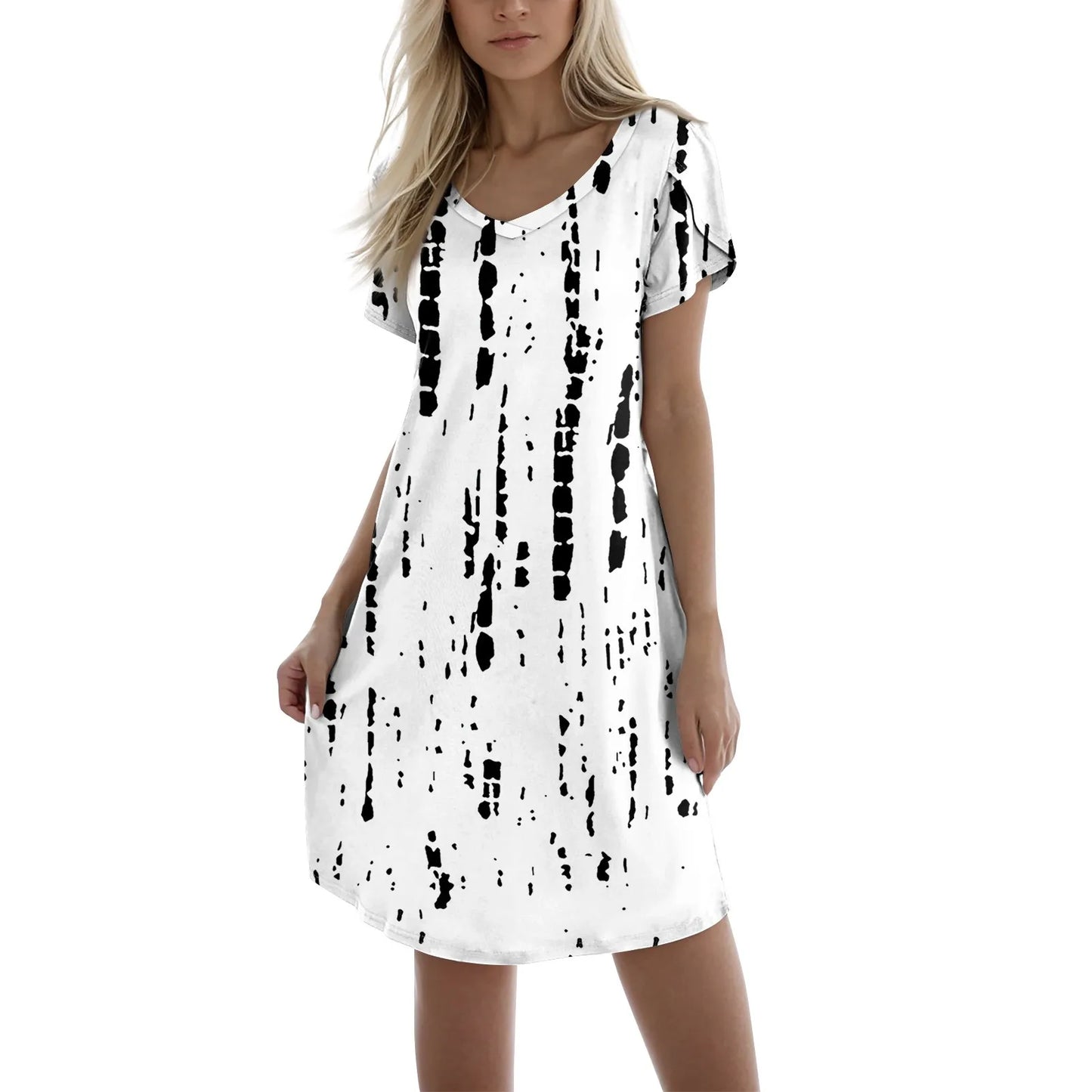 Elegant Casual V Neck Short Sleeve Women's Summer Dress