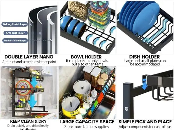 Expandable Over The Sink Dish Drying Rack Two Tier Design