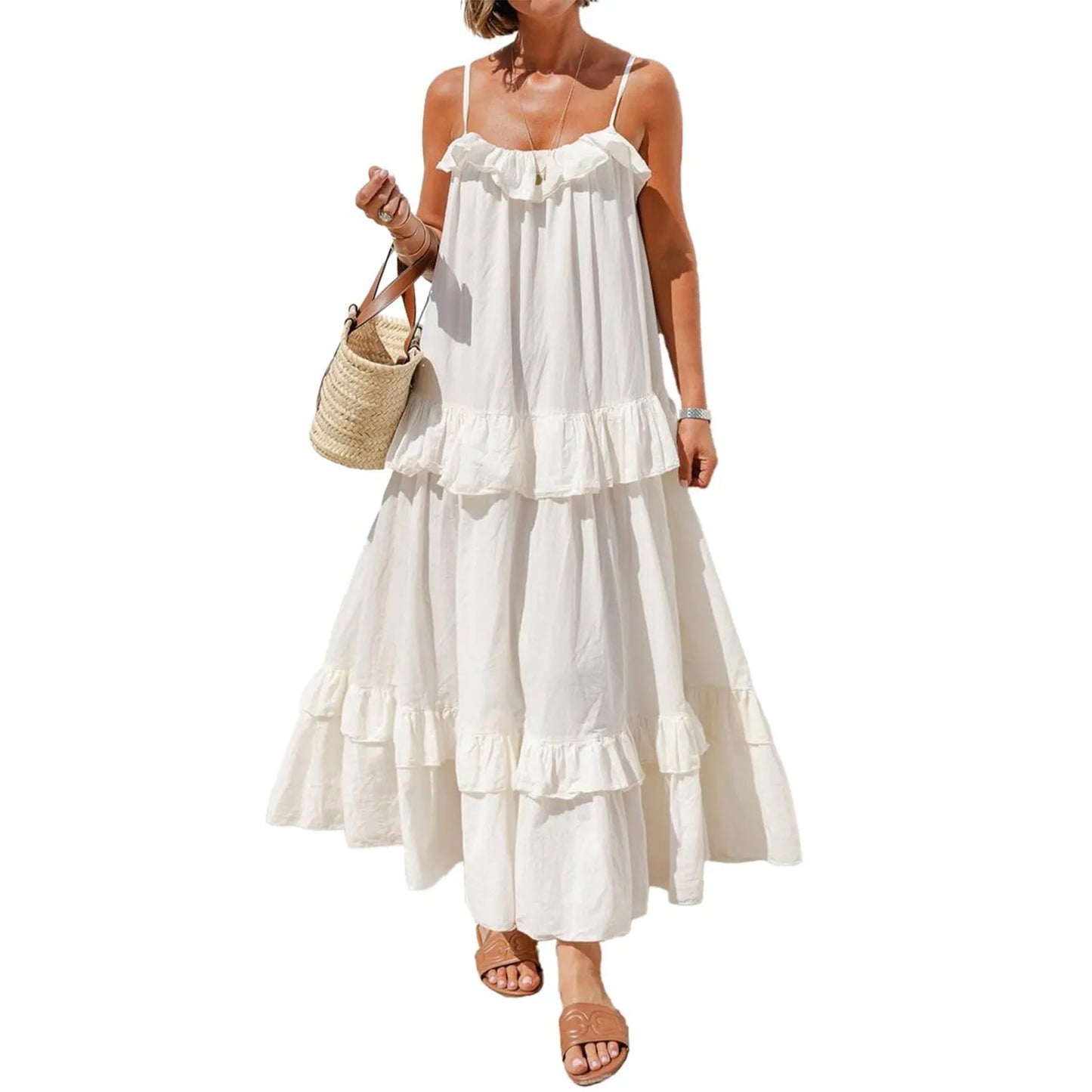 Women Backless Swing Dress for Casual Beach Days