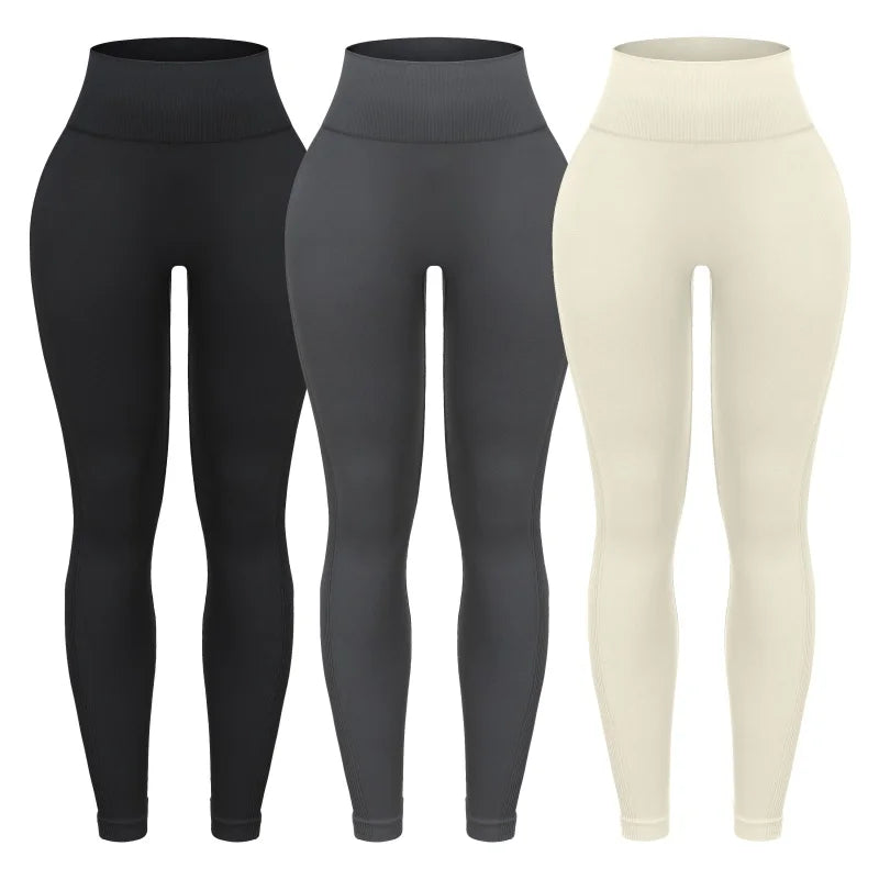 Three Piece Women's High Waisted Scrunch Butt Leggings Set