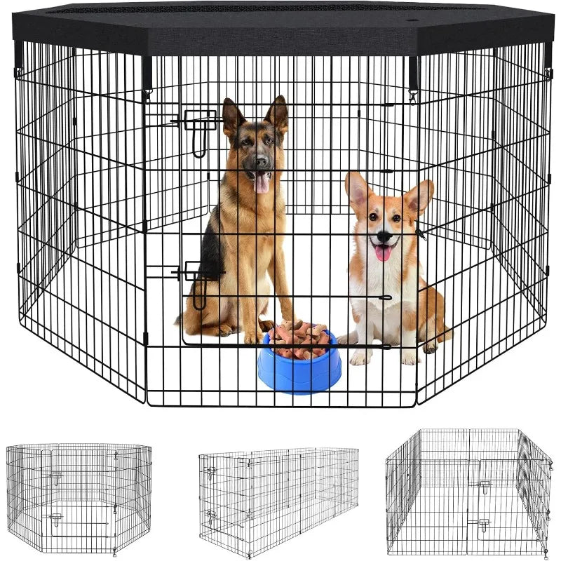 Dog Pen Pet Playpen Dog Fence Indoor Foldable Metal Wire