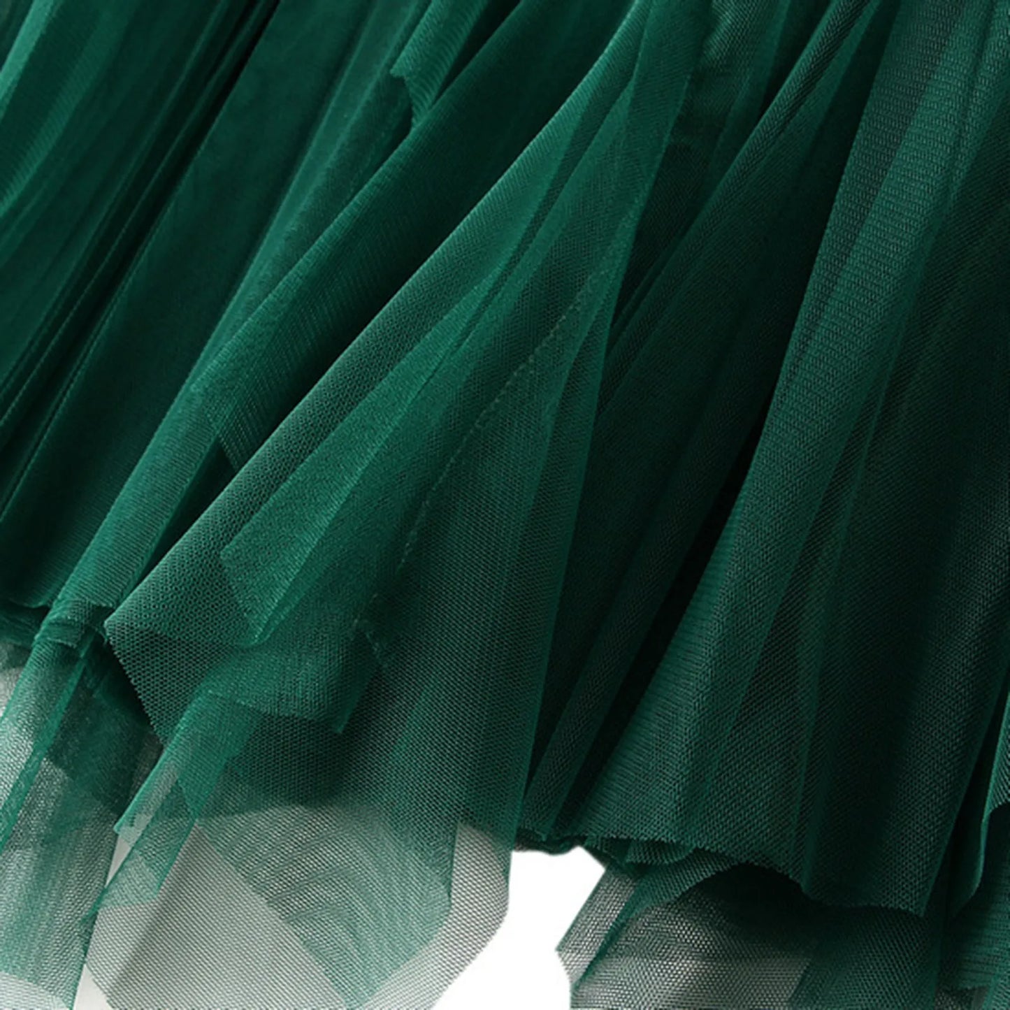 Ladies High Waist Ruffle Tulle Midi Skirt for Summer
