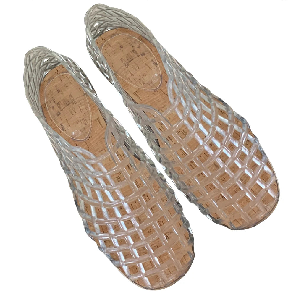 Women Jelly Flats Lightweight Breathable Slip-On Summer Sandals