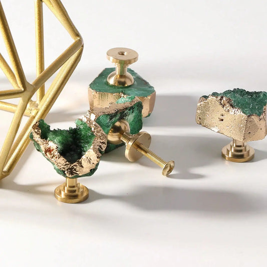 Green Fluorite Stone Knobs Decorative Cabinet Handles Set of Four