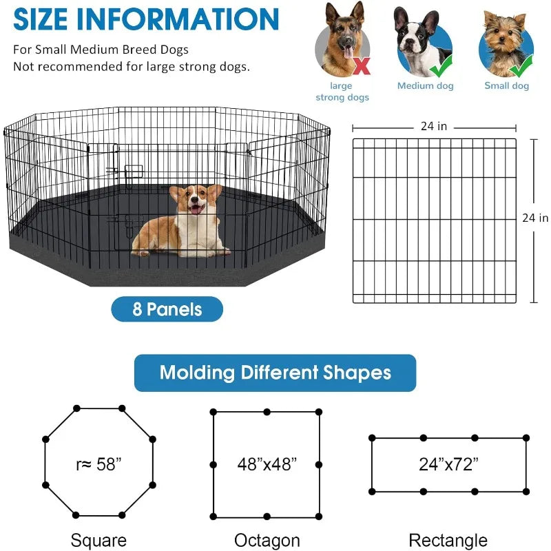 Dog Pen Pet Playpen Dog Fence Indoor Foldable Metal Wire