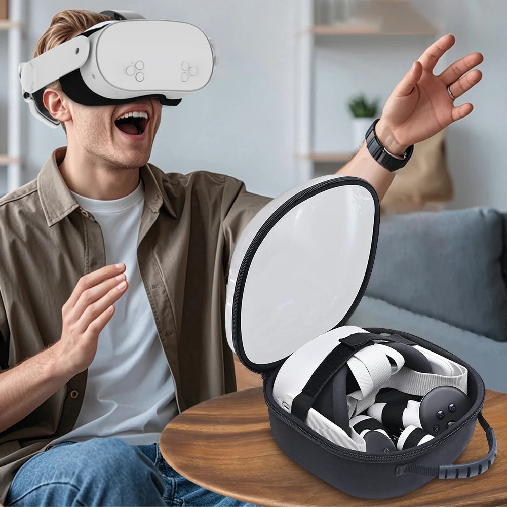 Handles Carrying Case Large Capacity Storage Bag Compatible with Meta Quest 3S VR Headset and Touch Controller Accessories Case
