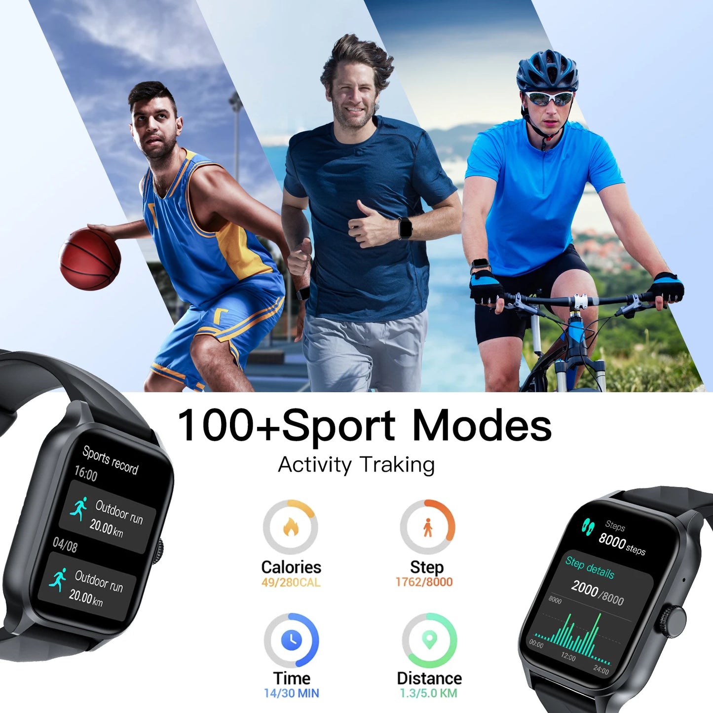 Weofly Smart Watch with Health Monitor and Bluetooth Call Feature