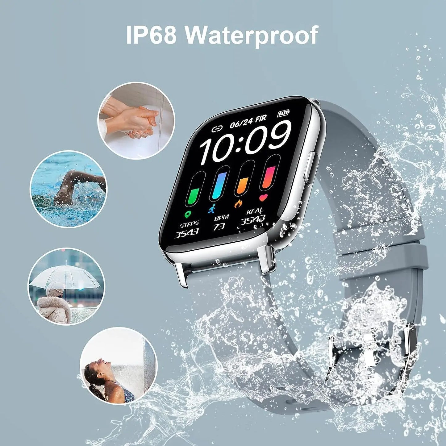 Nerunsa Smart Watch Fitness Tracker 1.69 Inch Touch Screen Heart Rate Monitor Pedometer Sleep Monitor