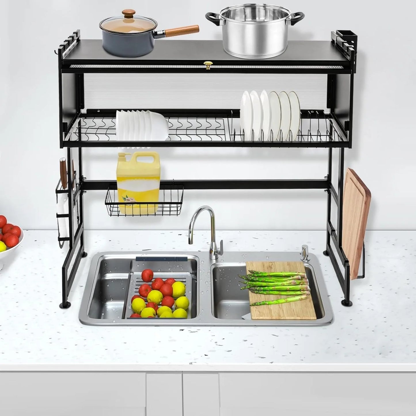 2-Tier Over The Sink Dish Drying Rack and Organizer