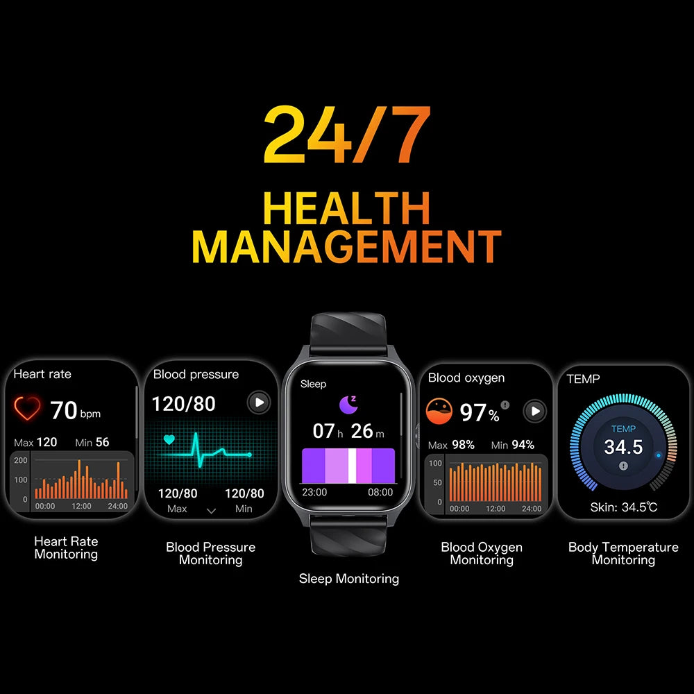 Weofly Smart Watch with Health Monitor and Bluetooth Call Feature