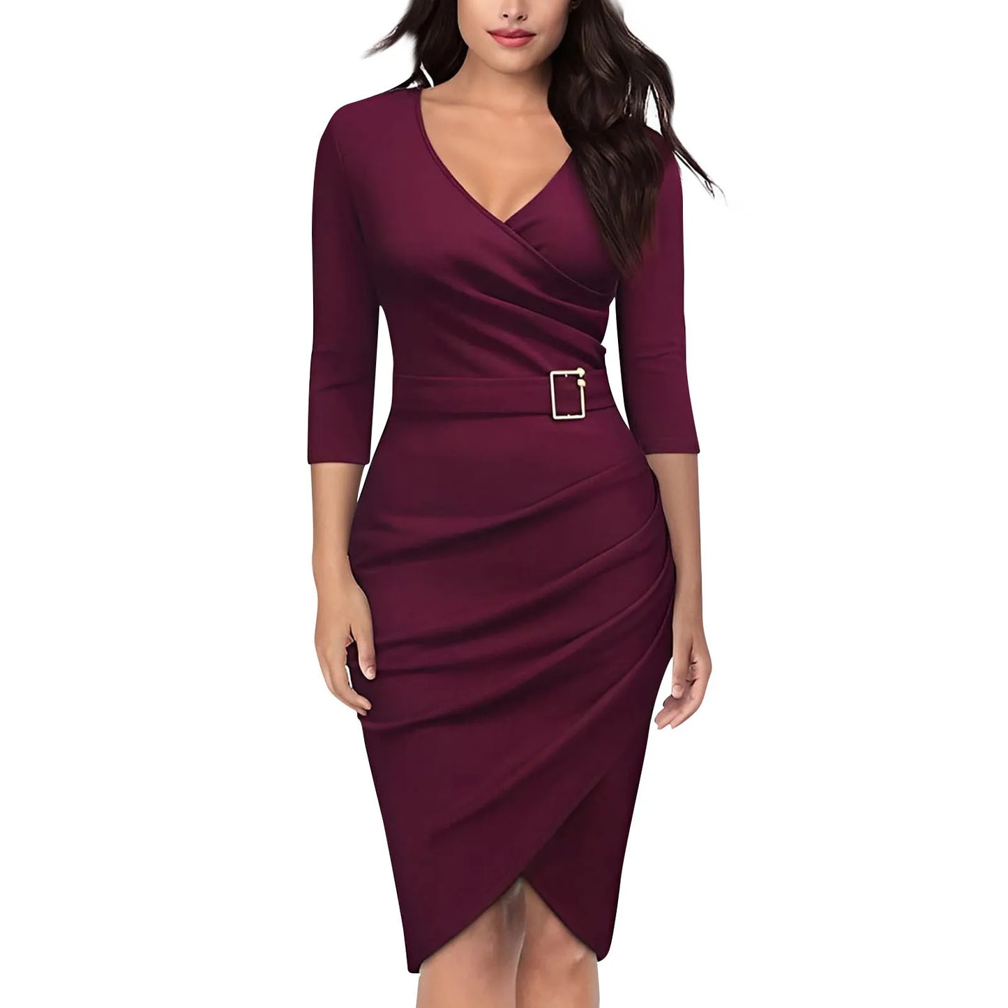 Velvet Dress Women Elegant V-neck Long Sleeve Evening Party Dress Fashion Ladies Work Knee-length Autumn Winter Dresses New