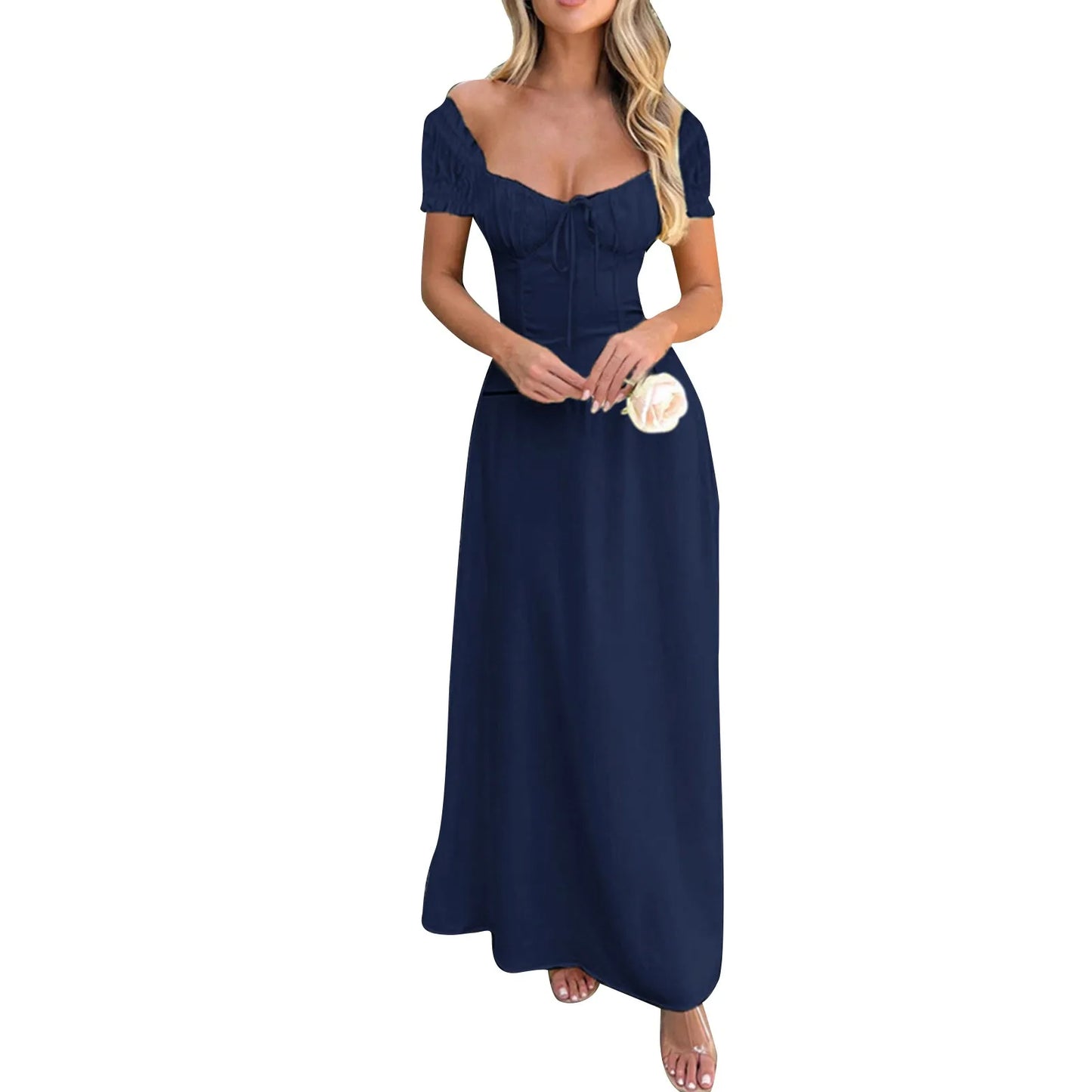 Elegant Backless Summer Dress for Women with Lace-Up Detail