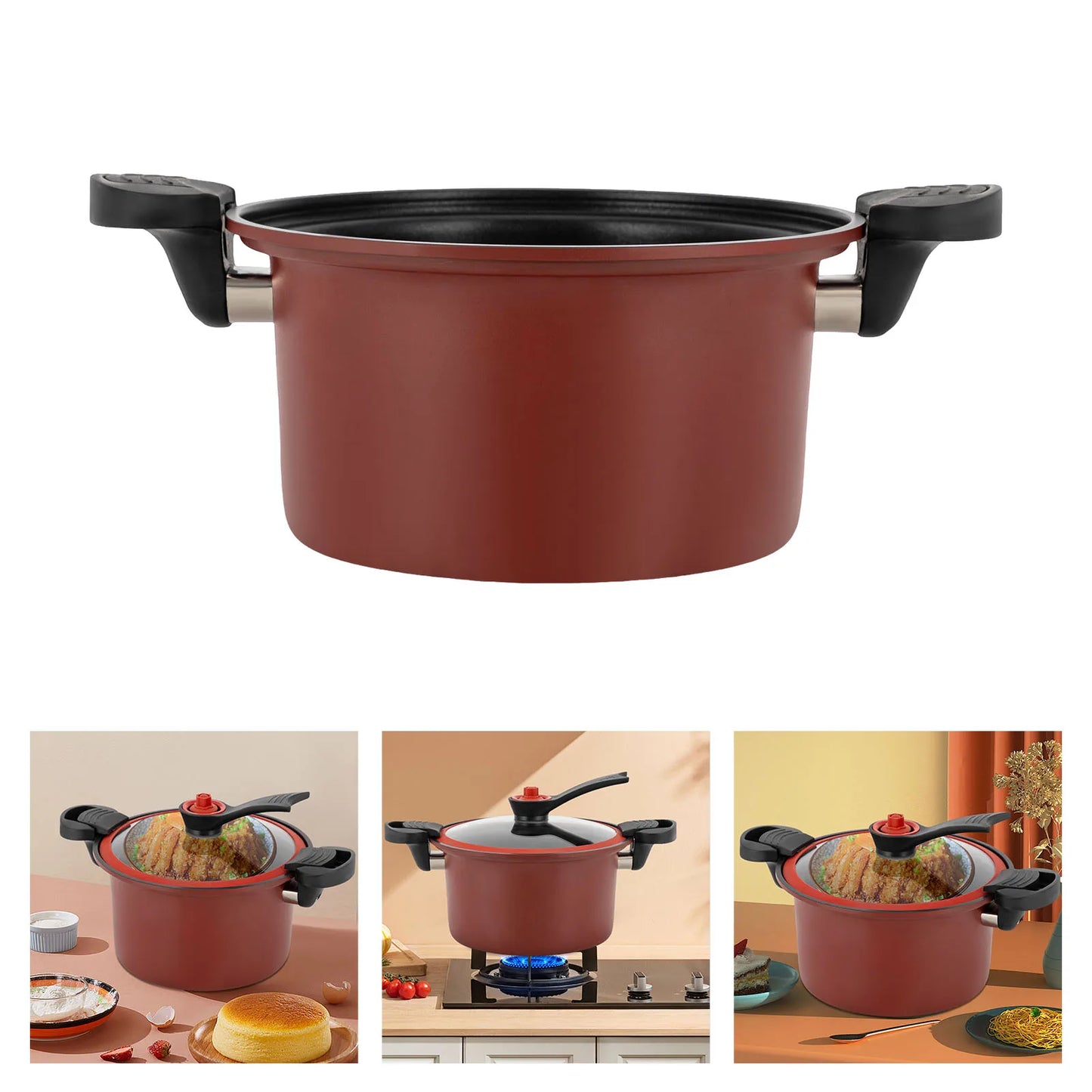 Red Stainless Steel Micro Pressure Cooker for Quick Meals