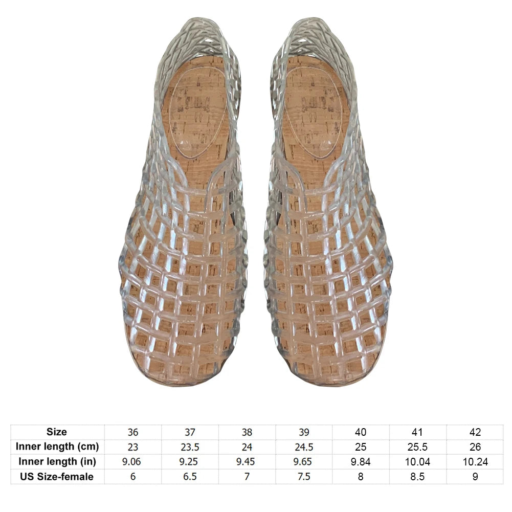 Women Jelly Flats Lightweight Breathable Slip-On Summer Sandals