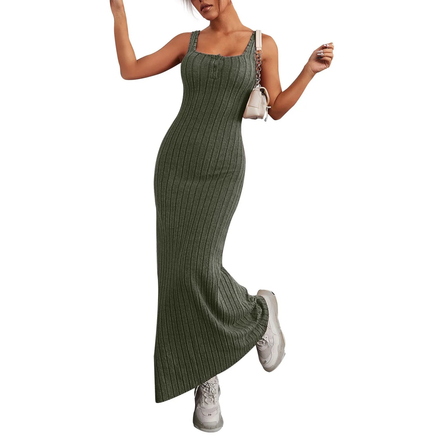 Elegant Sleeveless Casual Dress for Summer Evening Parties