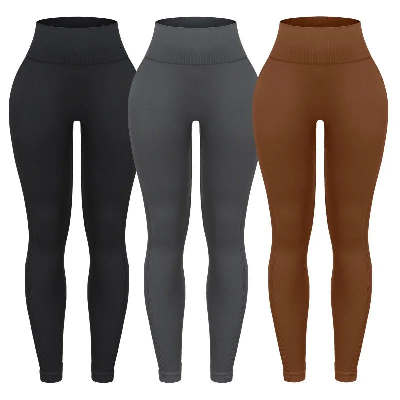 Three Piece Women's High Waisted Scrunch Butt Leggings Set