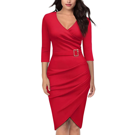 Velvet Dress Women Elegant V-neck Long Sleeve Evening Party Dress Fashion Ladies Work Knee-length Autumn Winter Dresses New